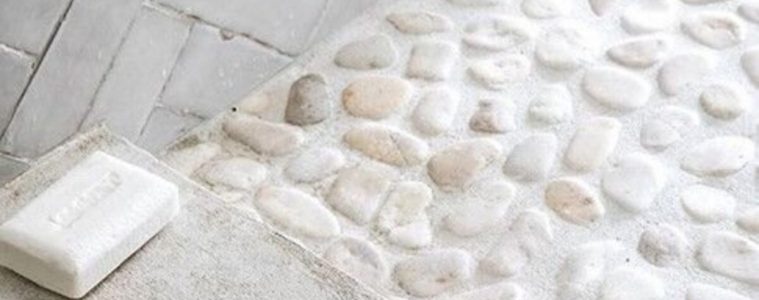 DIY pebble shower floor tiles