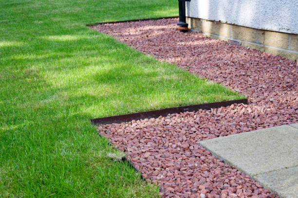 Lawn with french drain system 