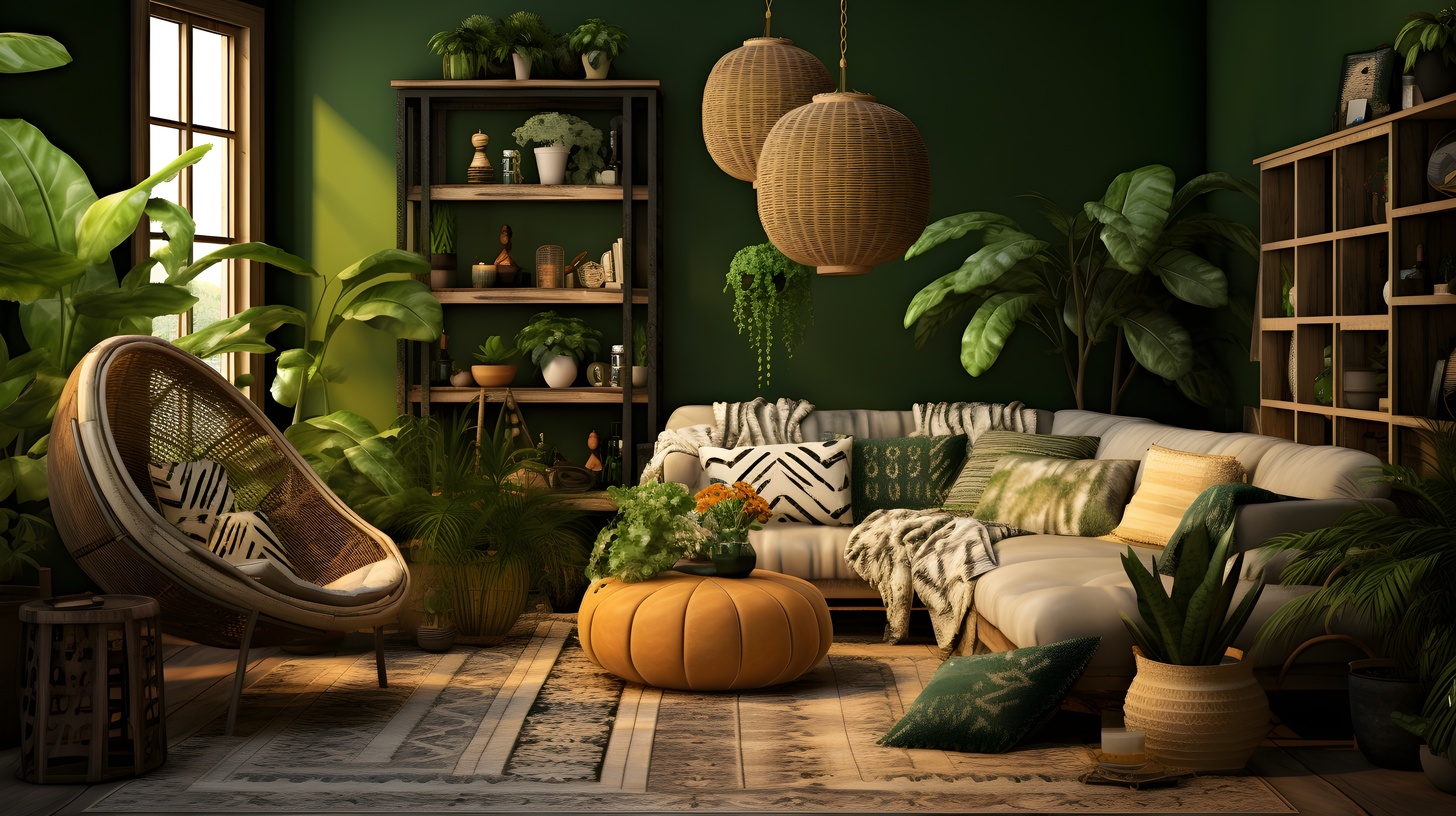 olive green and orange decor