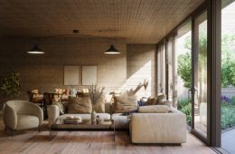 Modern Living Room with brown hues