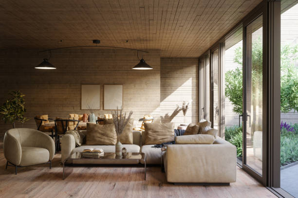 Modern Living Room with brown hues