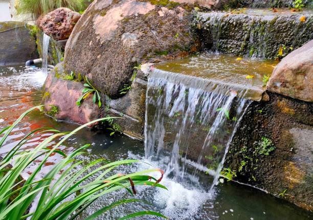 Pool landscape garden with waterfall decoration